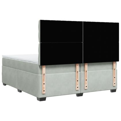 Боксспринг легло с матрак, светлосиво, 200x200 см, кадифе