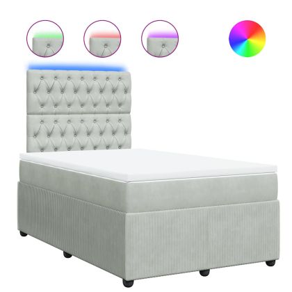 Боксспринг легло с матрак, светлосива, 120x190 см, кадифе