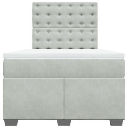 Боксспринг легло с матрак, светлосиво, 120x200 см, кадифе