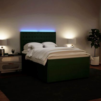 Боксспринг легло с матрак, зелена, 140x190 см, кадифе