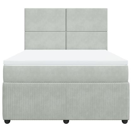 Боксспринг легло с матрак, светлосива, 140x190 см, кадифе