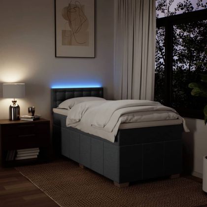 Боксспринг легло с матрак, тъмносив, 80x200 см, плат