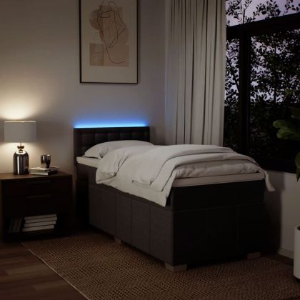 Боксспринг легло с матрак, тъмнокафяво, 80x200 см, плат