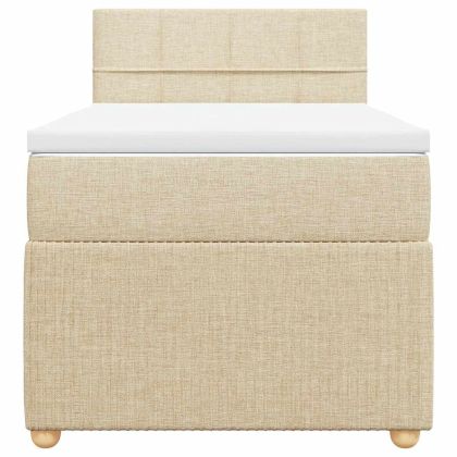 Боксспринг легло с матрак, кремава, 90x200 см, плат