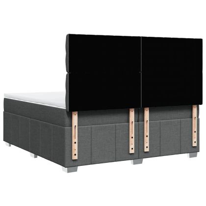 Боксспринг легло с матрак, тъмносиво, 200x200 см, плат