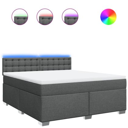 Боксспринг легло с матрак, тъмносиво, 180x200 см, плат