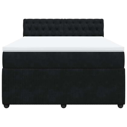 Боксспринг легло с матрак, черно, 160x200 см, кадифе