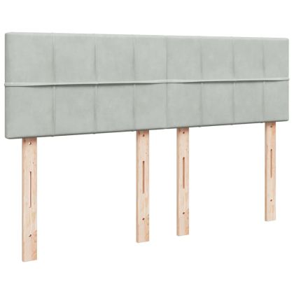 Боксспринг легло с матрак, светлосиво, 160x200 см, кадифе