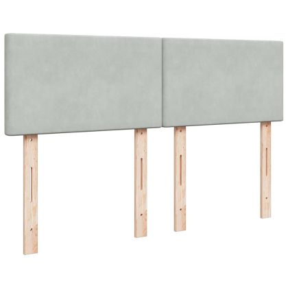 Боксспринг легло с матрак, светлосиво, 140x200 см, кадифе