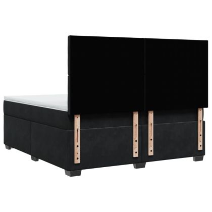 Боксспринг легло с матрак, черно, 180x200 см, кадифе