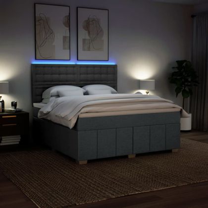 Боксспринг легло с матрак, тъмносиво, 180x200 см, плат