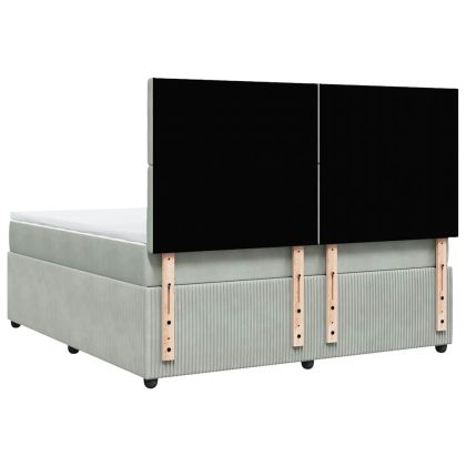 Боксспринг легло с матрак, светлосиво, 180x200 см, кадифе