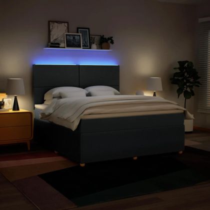 Боксспринг легло с матрак, синьо, 180x200 см, плат