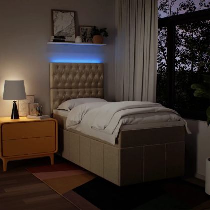 Боксспринг легло с матрак, кремава, 80x200 см, плат