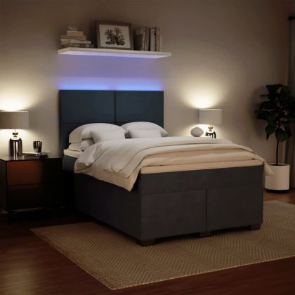 Боксспринг легло с матрак, тъмносиво, 140x200 см, кадифе