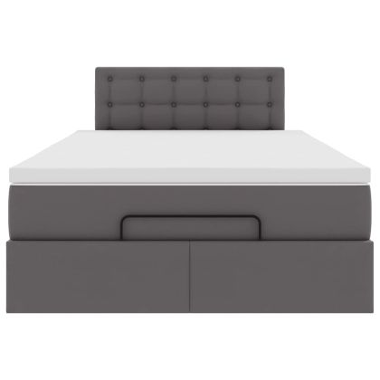 Османска легло с матраци&LED, сиво, 120x200 см, изкуствена кожа
