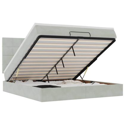 Османска легло с матраци и LED, светлосиво, 160x200 см, кадифе