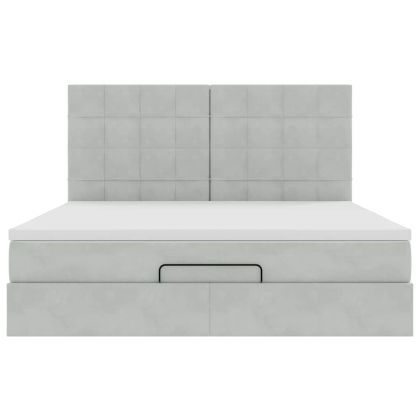 Османска легло с матраци и LED, светлосиво, 160x200 см, кадифе
