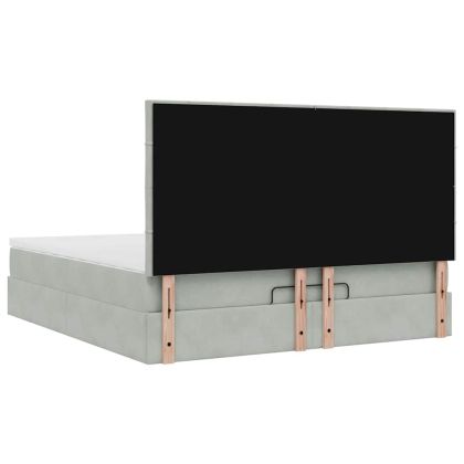 Османска легло с матраци и LED, светлосиво, 160x200 см, кадифе