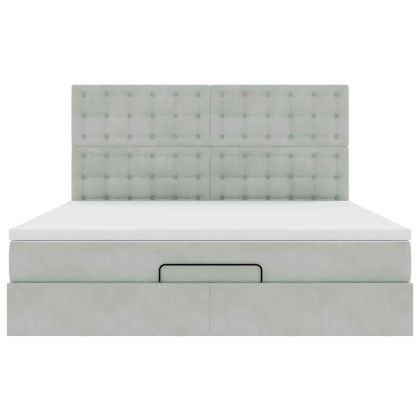 Османска легло с матраци и LED, светлосиво, 160x200 см, кадифе