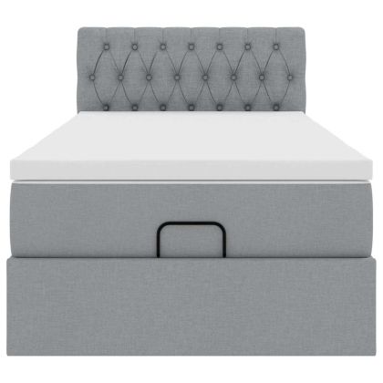 Османска легло с матрак и LED, светлосиво, 90x190 см, плат