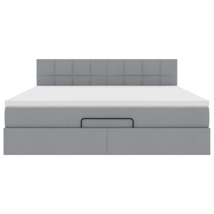 Османска легло с матрак и LED, светлосиво, 180x200 см, плат