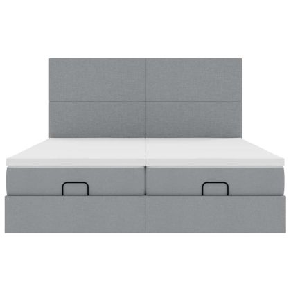 Османска легло с матрак и LED, светлосиво, 200x200 см, плат