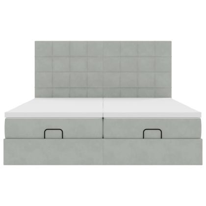 Османска легло с матраци и LED, светлосиво, 180x200 см, кадифе