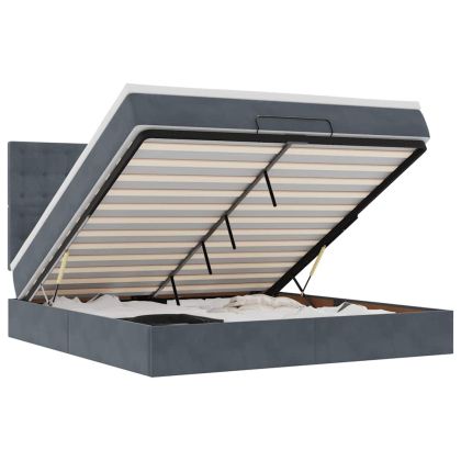 Османска легло с матраци и LED, тъмносиво, 180x200 см, кадифе