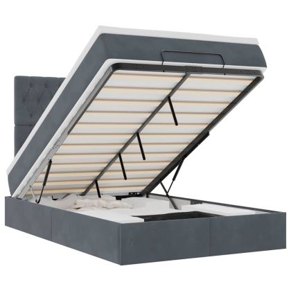 Османска легло с матраци и LED, тъмносиво, 120x200 см, кадифе