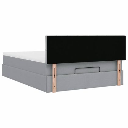 Османско легло с матрак & Светодиоди Светло сиво 140x190cm Плат