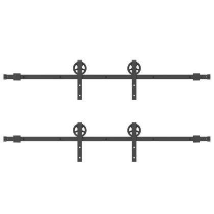 Комплект механизъм за плъзгаща врата, 366 см, стомана, черен