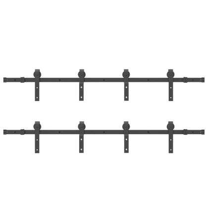 Комплект механизъм за плъзгаща врата, 366 см, стомана, черен