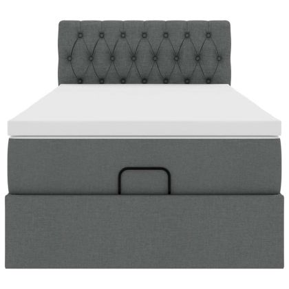 Османска легло с матрак и LED, тъмносиво, 80x200 см, плат