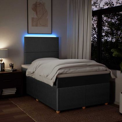 Боксспринг легло с матрак, тъмносиво, 120x190 см, плат