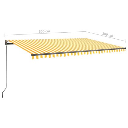 Свободностояща ръчно прибираща тента, 500x300 см, жълто и бяло