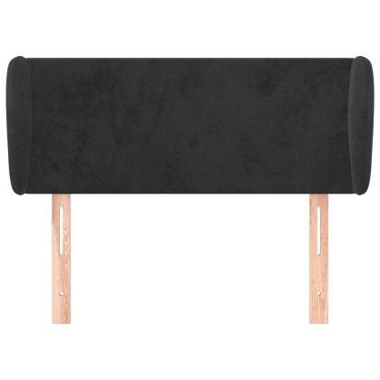 Горна табла за легло с уши, черна, 93x23x78/88 см, кадифе