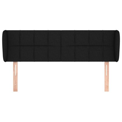 Горна табла за легло с уши, черна, 147x23x78/88 см, плат