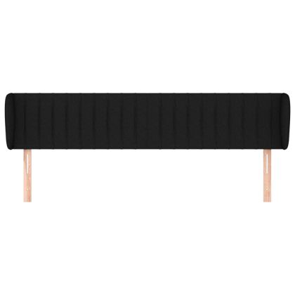 Горна табла за легло с уши, черна, 183x23x78/88 см, плат