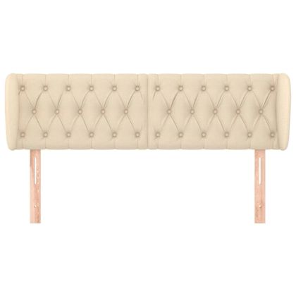 Горна табла за легло с уши, кремава, 147x23x78/88 см, плат