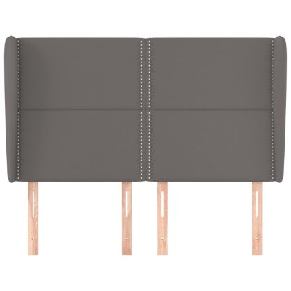 Горна табла с уши, сива, 147x23x118/128 см, изкуствена кожа