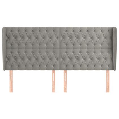 Горна табла за легло с уши, светлосива,183x23x118/128 см,кадифе