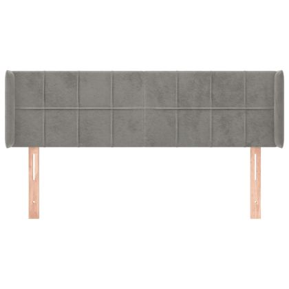 Горна табла за легло с уши, светлосива, 147x16x78/88 см, кадифе