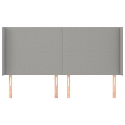 Горна табла за легло с уши, светлосива, 183x16x118/128 см, плат