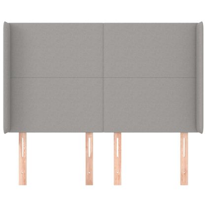 Горна табла за легло с уши, светлосива, 147x16x118/128 см, плат