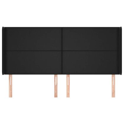 Горна табла с уши, черна, 163x16x118/128 см, изкуствена кожа