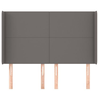 Горна табла с уши, сива, 147x16x118/128 см, изкуствена кожа