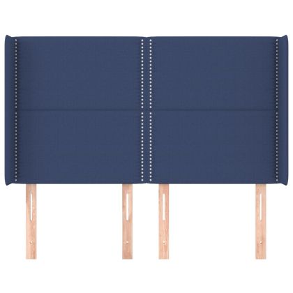 Горна табла за легло с уши, синя, 147x16x118/128 см, плат