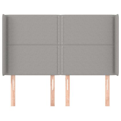 Горна табла за легло с уши, светлосива, 147x16x118/128 см, плат