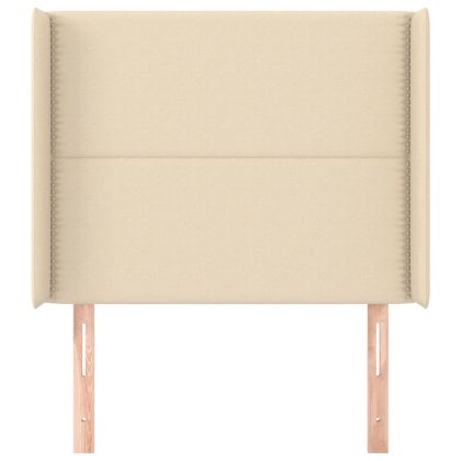 Горна табла за легло с уши, кремава, 93x16x118/128 см, плат